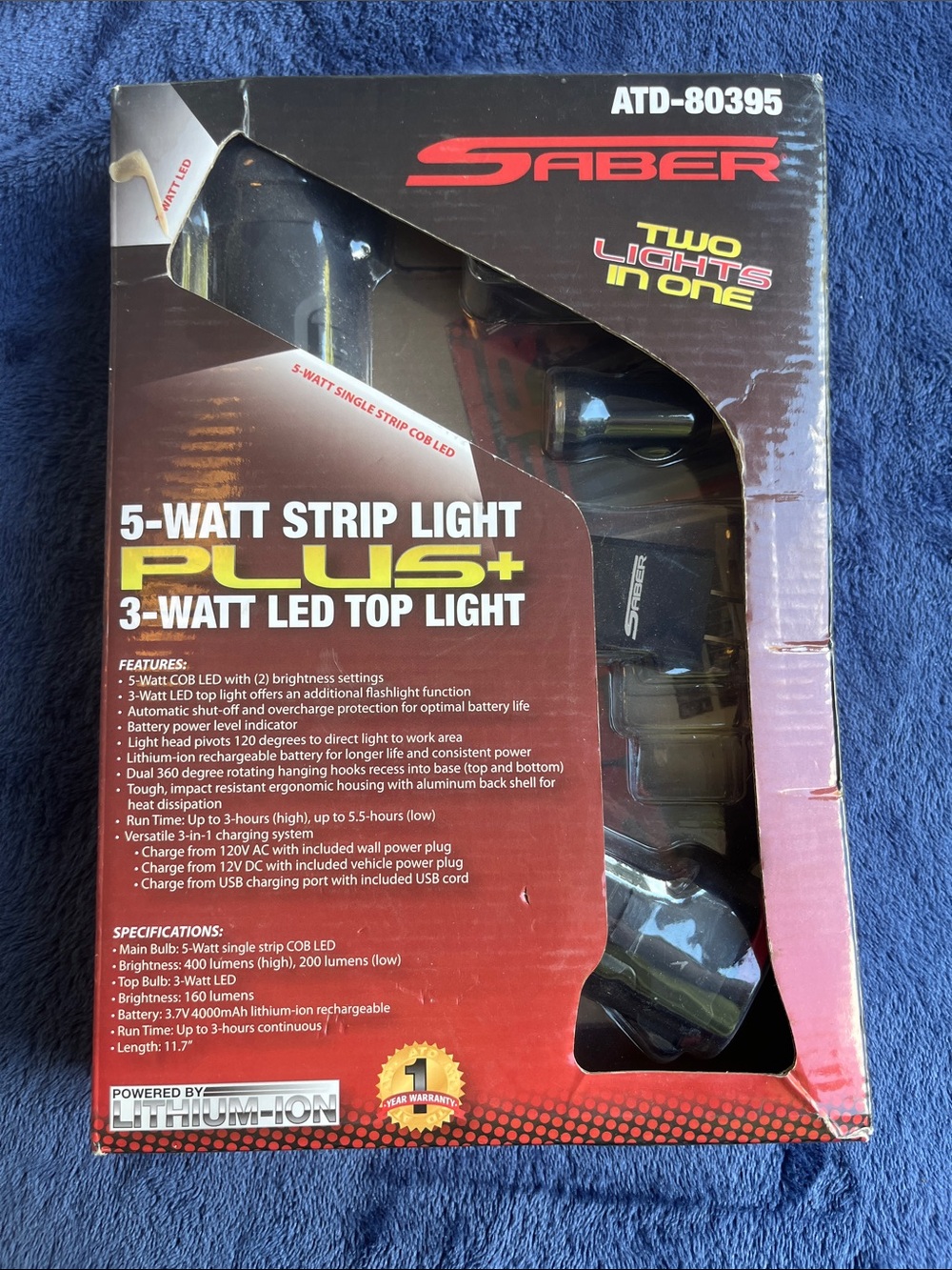 5-Watt Strip Light PLUS+ with 3-Watt LED Top Light - Black